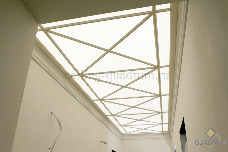Классический потолок с подсветкой в коридоре. Световые потолки - quadrum.