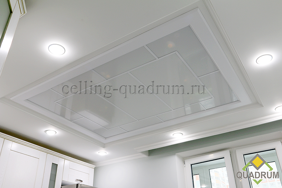 Классический световой потолок в кухне. Световые потолки - quadrum classic.